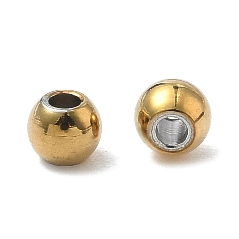 Kraal rond RVS premium 18K goud 4mm - per stuk - Image 2