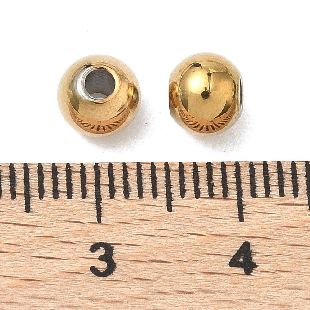 Kraal rond RVS premium 18K goud 6mm - per stuk - Image 2