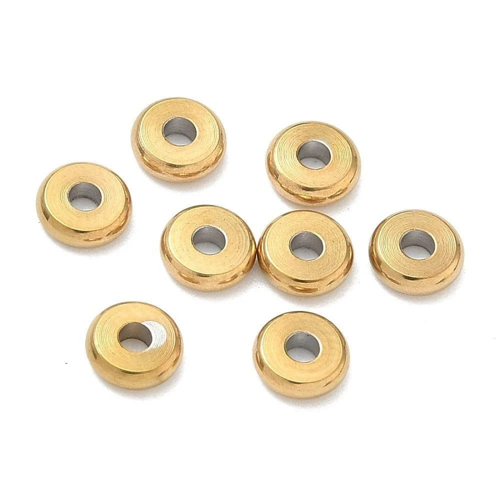 Kraal rond spacer disc RVS Goud 5mm - per stuk - Image 2
