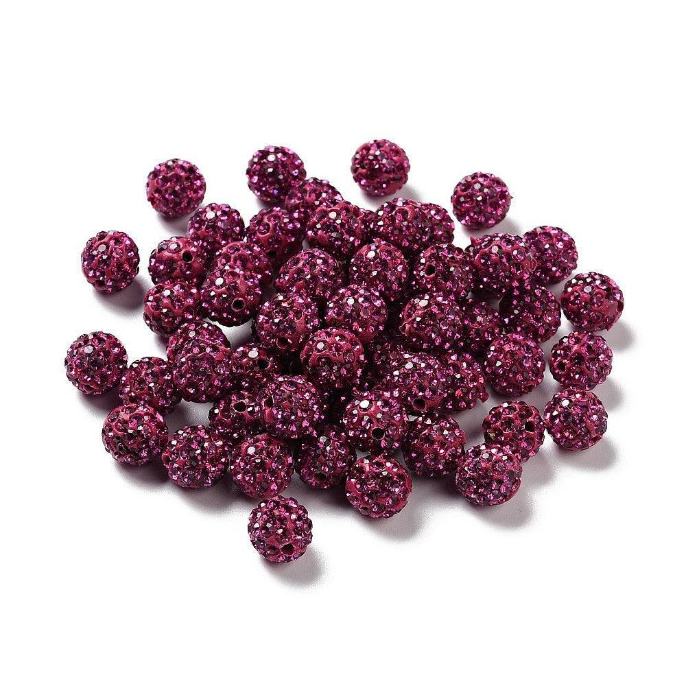 Kraal Rond strass fuchsia 10mm - per stuk - Image 2