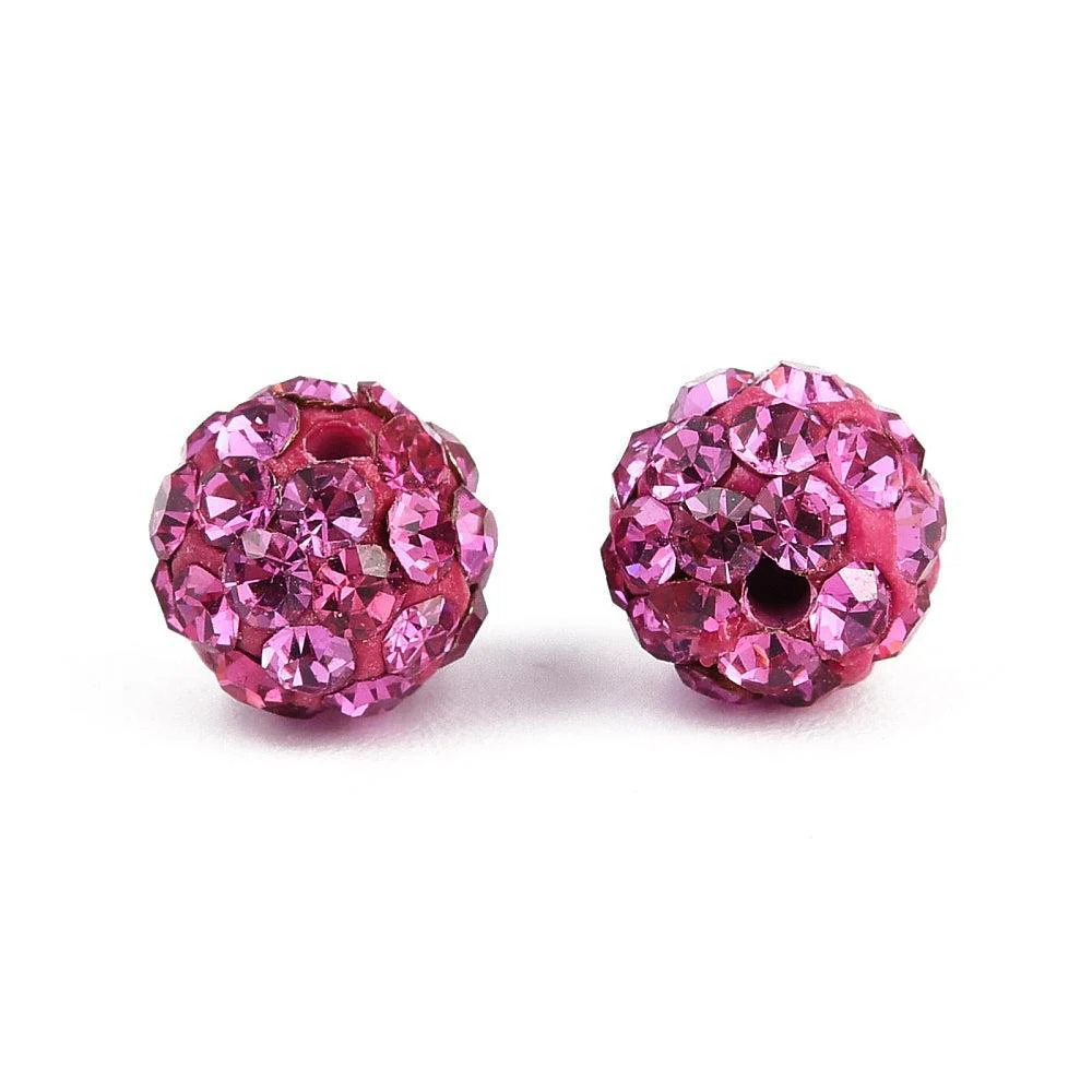 Kraal Rond strass fuchsia 6mm - per stuk - Image 2