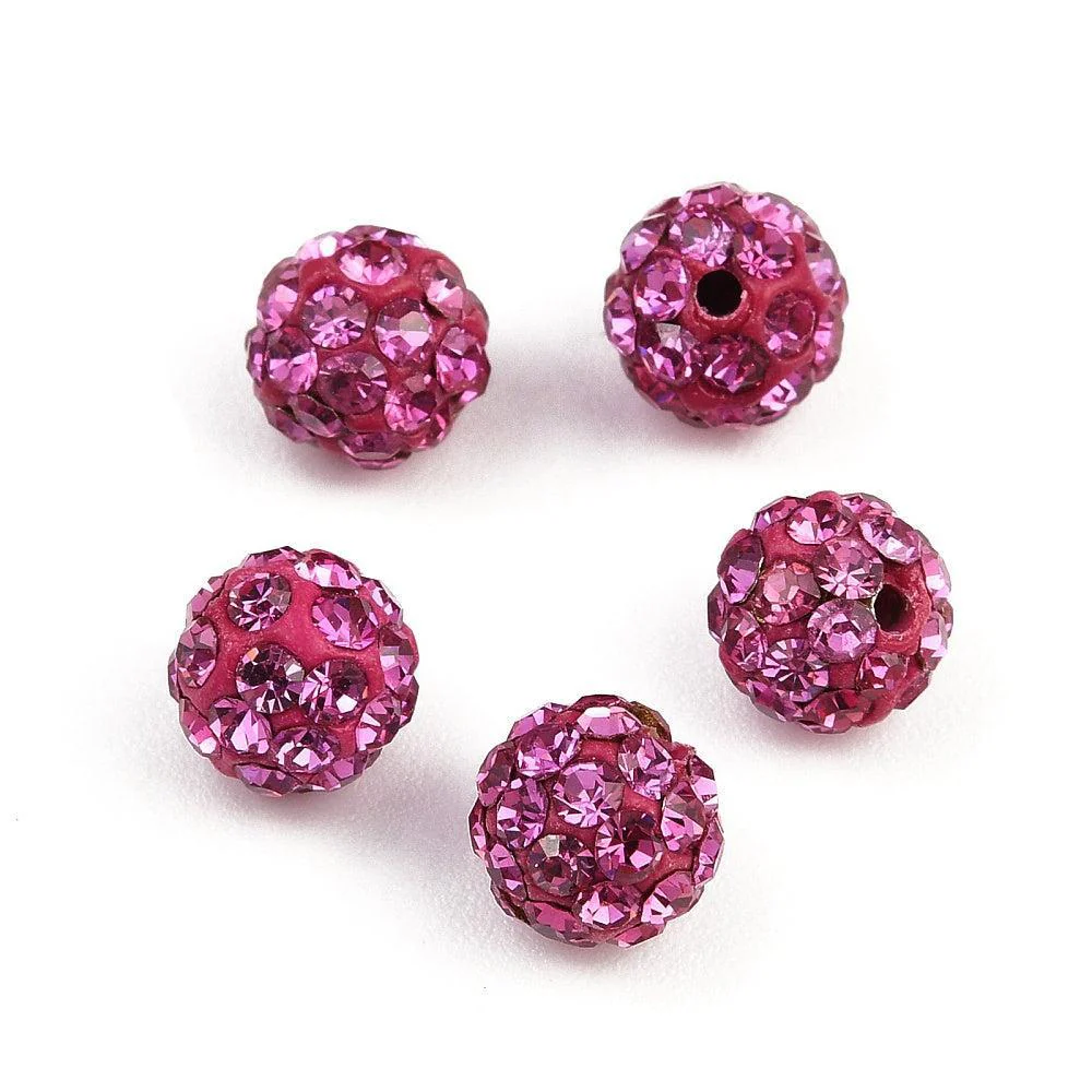 Kraal Rond strass fuchsia 6mm - per stuk - Image 3