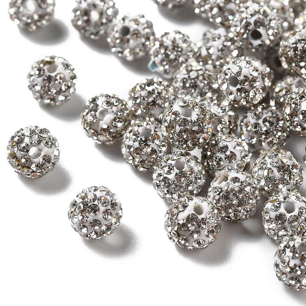 Kraal Rond strass wit 6mm - per stuk - Image 2