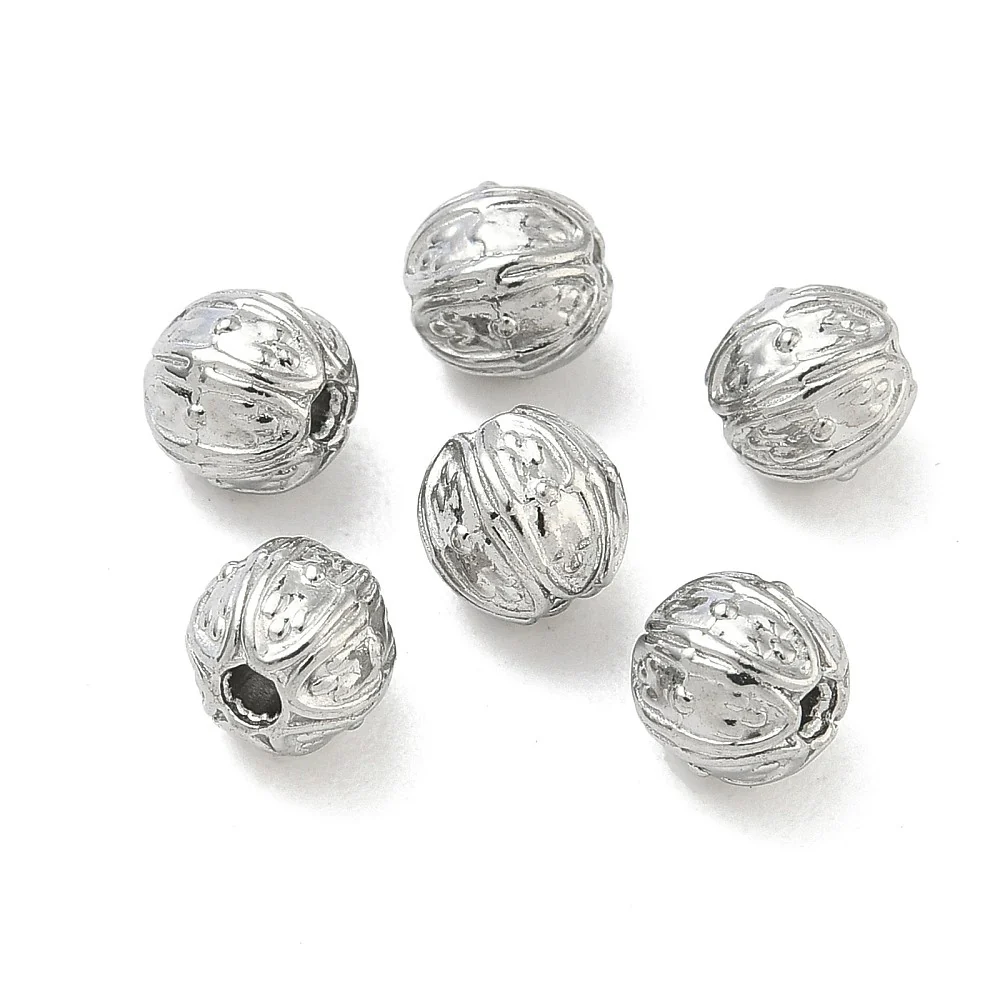Kraal rond textuur RVS Zilver 6mm - per stuk - Image 2
