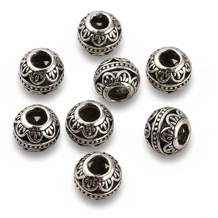 Kraal rondel bloem motief Zilver 11x9mm - per stuk - Image 2
