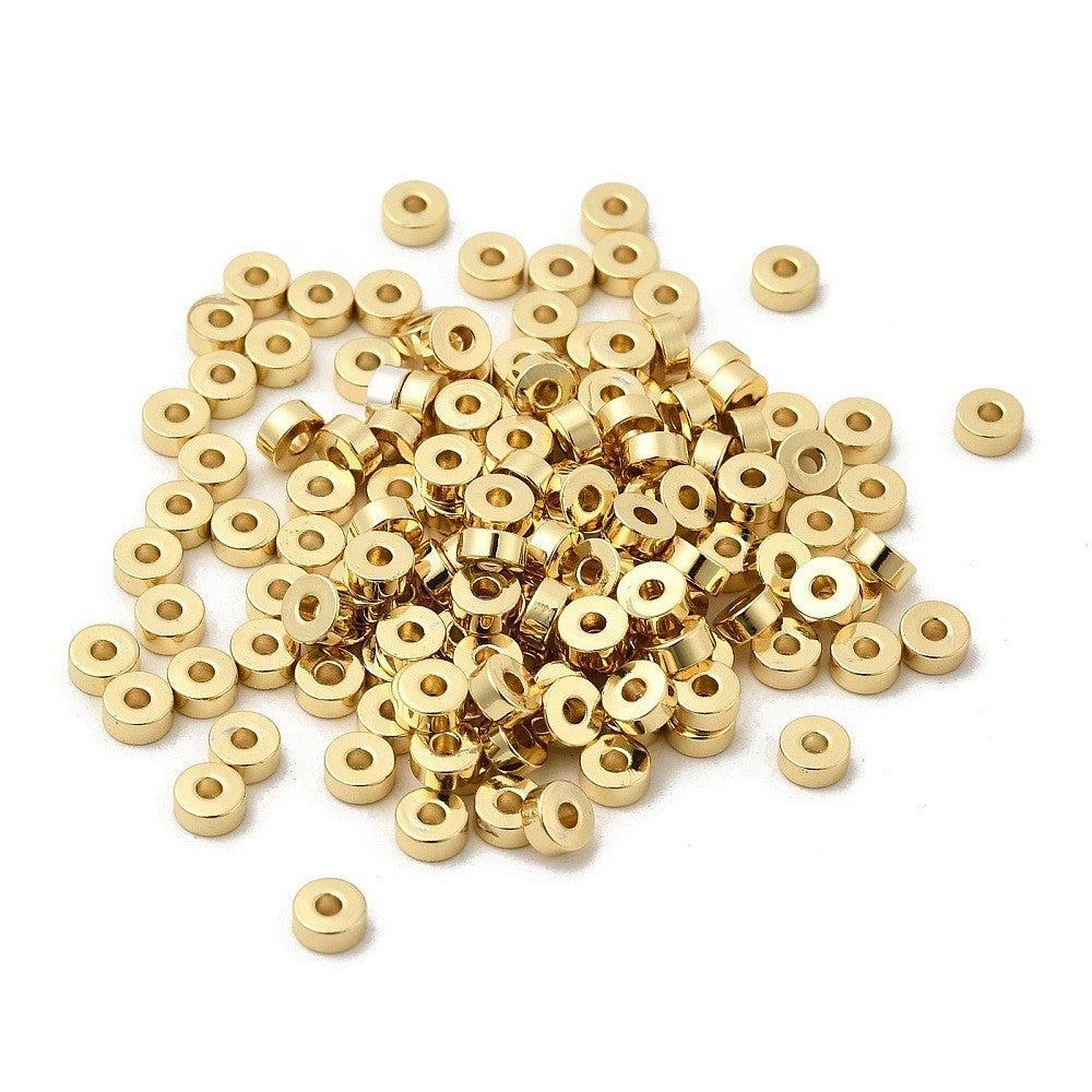 Kraal rondel brass 18K Gold plated 4x2mm - per stuk - Image 2