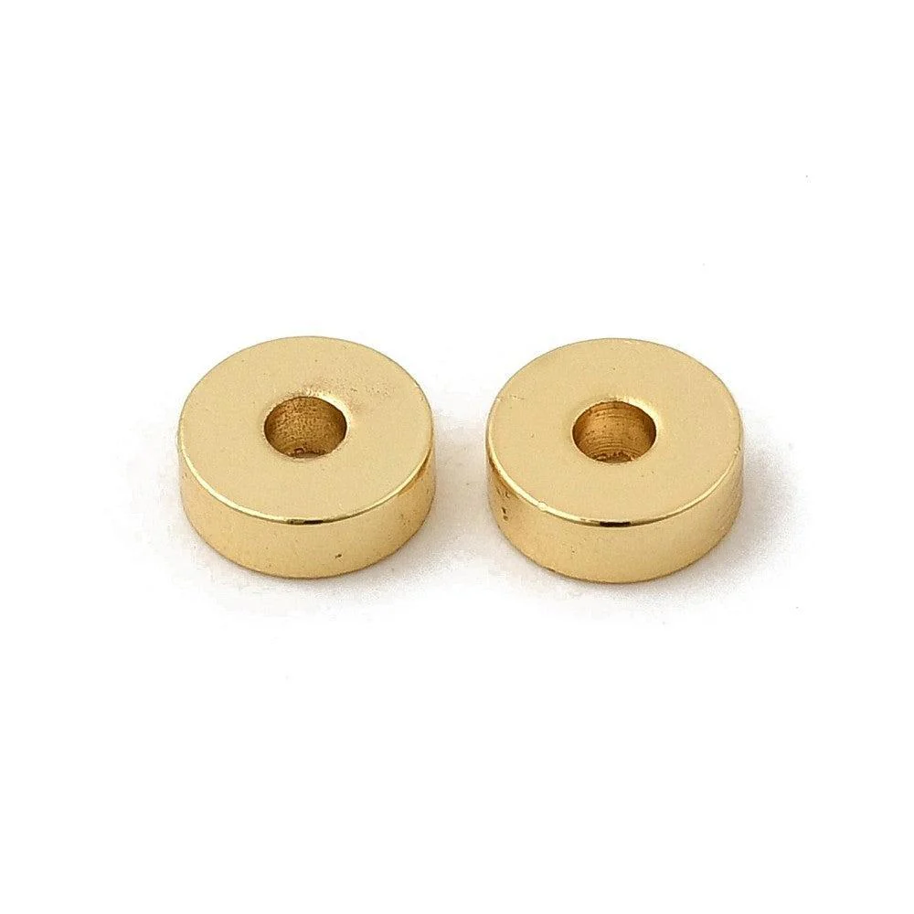 Kraal rondel brass 18K Gold plated 6x2mm - per stuk