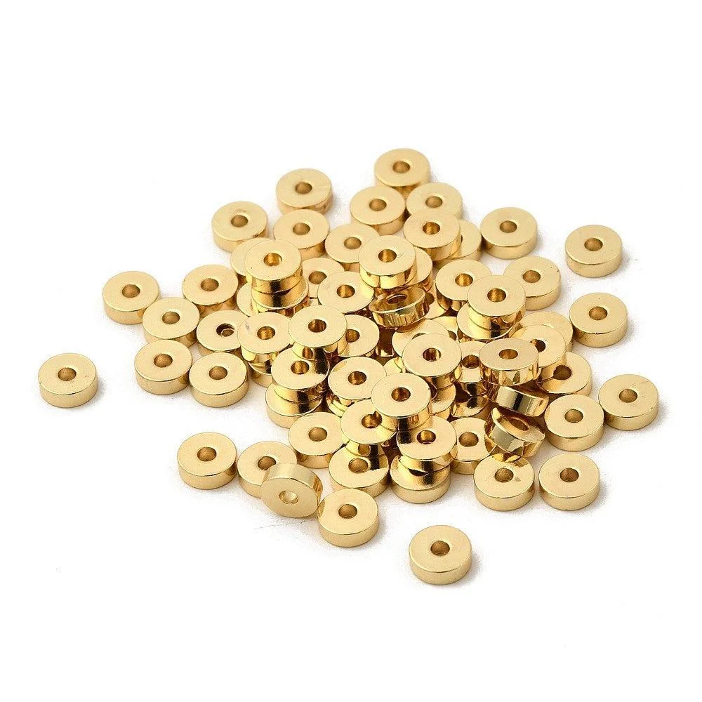 Kraal rondel brass 18K Gold plated 6x2mm - per stuk - Image 2