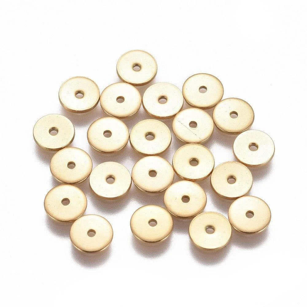 Kraal rondel Premium RVS Goud 6x1mm - per stuk - Image 2