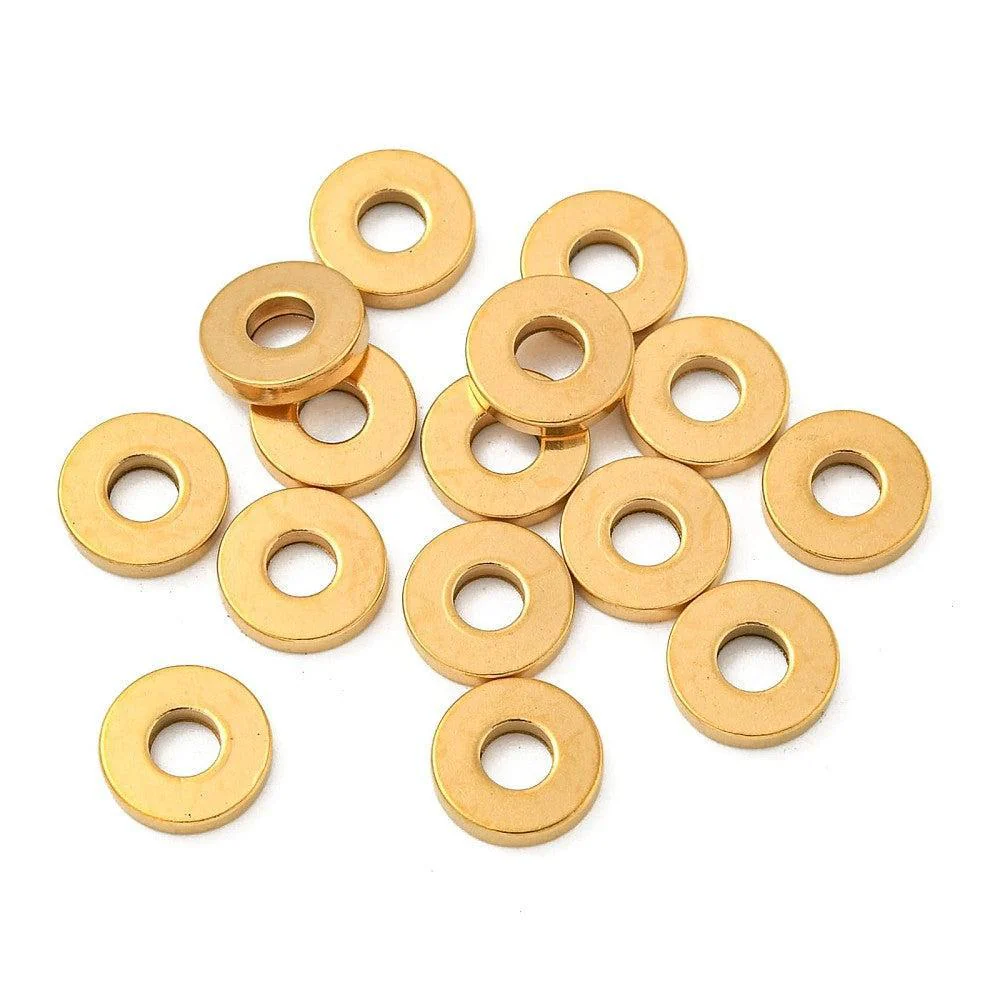 Kraal rondel Premium RVS Goud 8x1mm - per stuk - Image 2