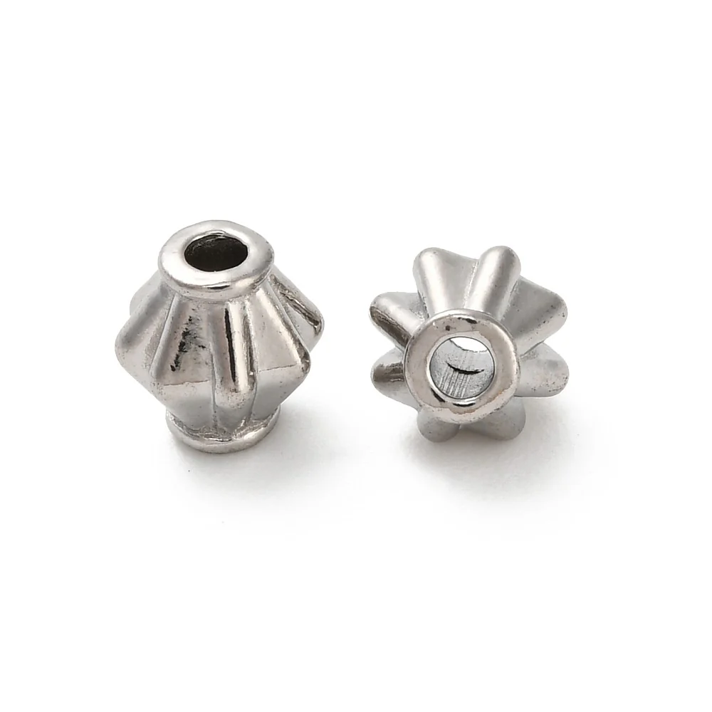 Kraal ruit gestreept RVS zilver 6mm - per stuk