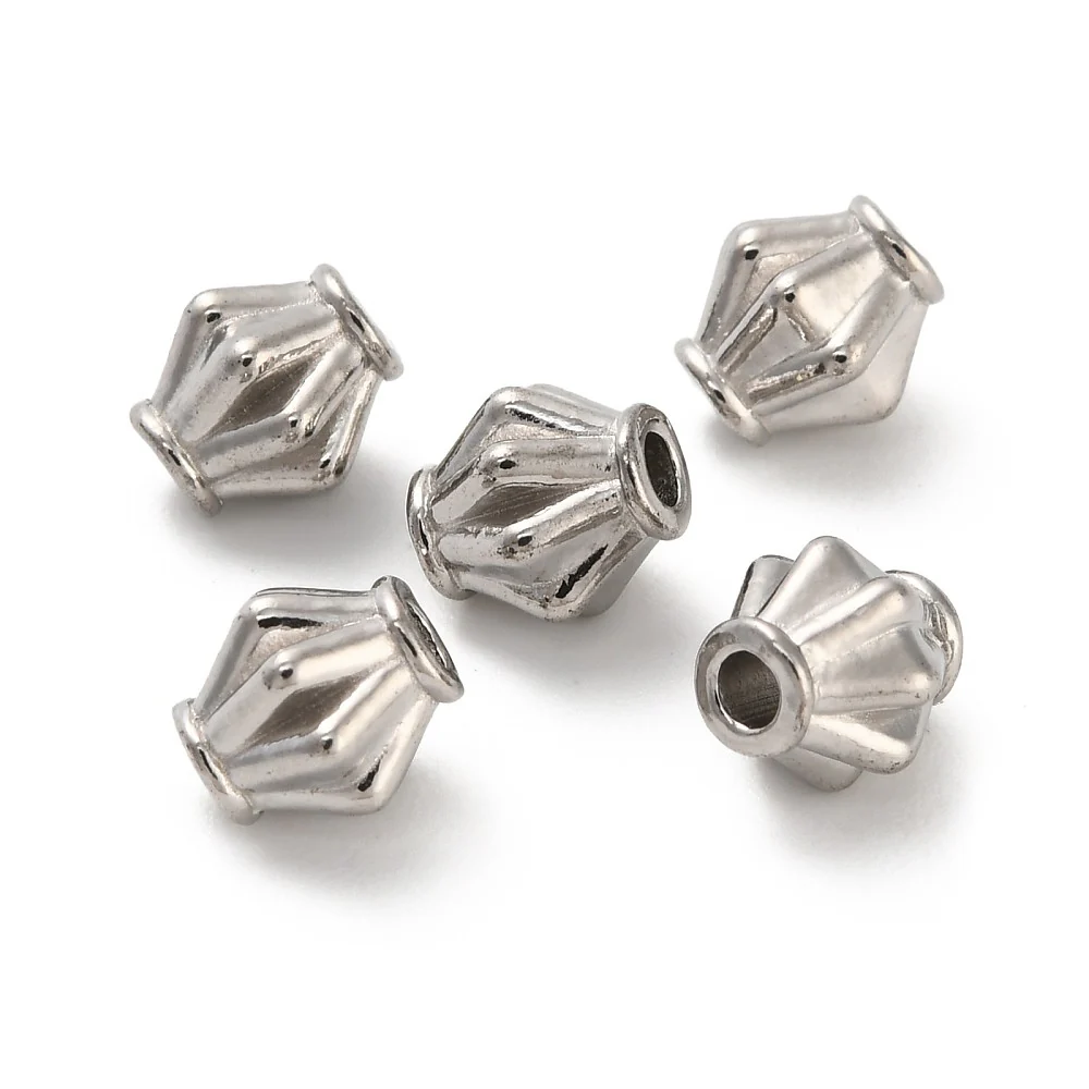 Kraal ruit gestreept RVS zilver 6mm - per stuk - Image 2