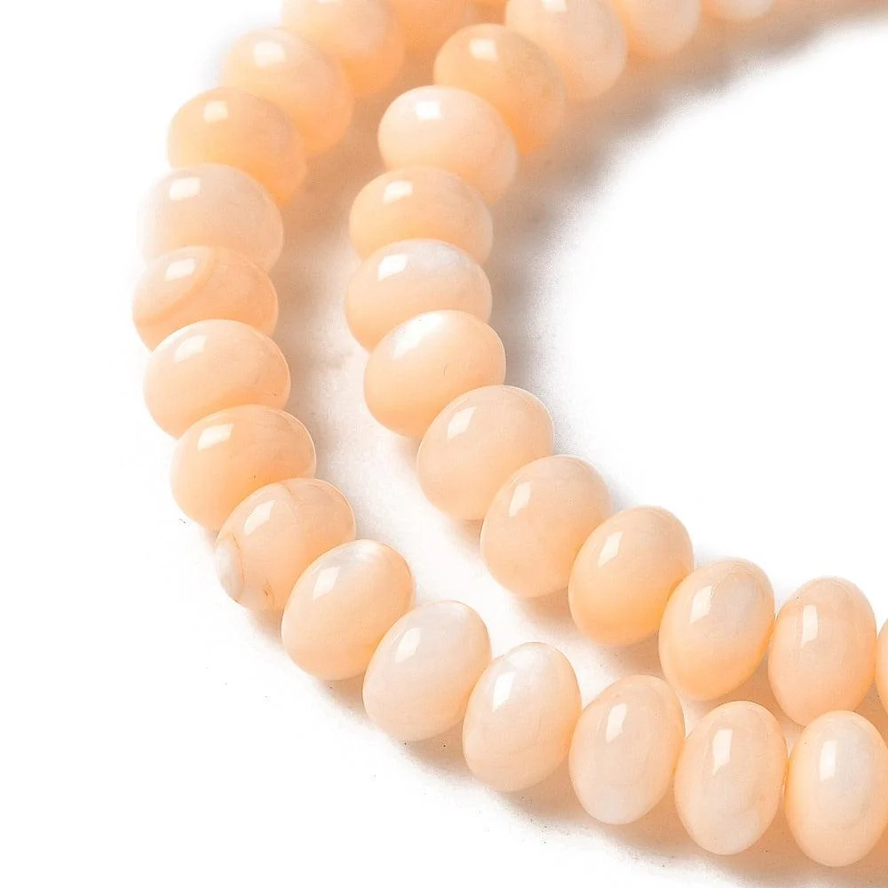 Kraal schelp zoetwater rondelle peach 6mm - per stuk - Image 2