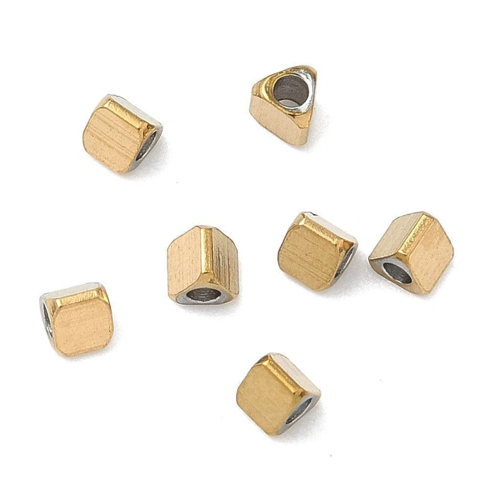 Kraal spacer driehoek Premium RVS 18K Gold plated 3mm - per stuk - Image 2
