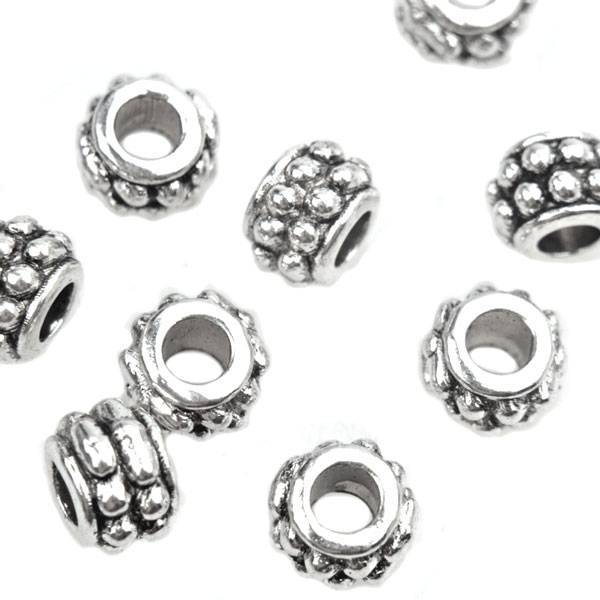 Kraal spacer dubbele dots Ø3mm Zilver 6.5x4.5mm - 10 stuks