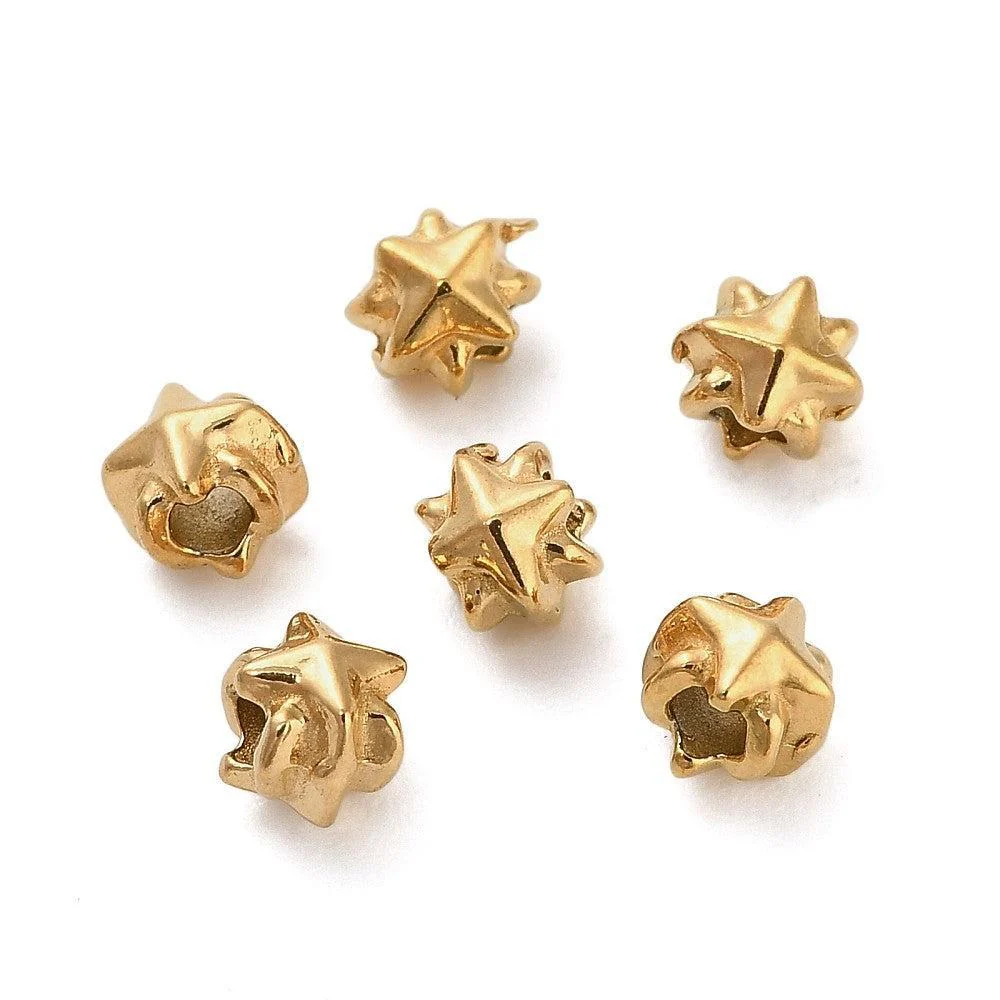 Kraal sterretje Premium RVS 18K Gold plated 4mm - per stuk - Image 2