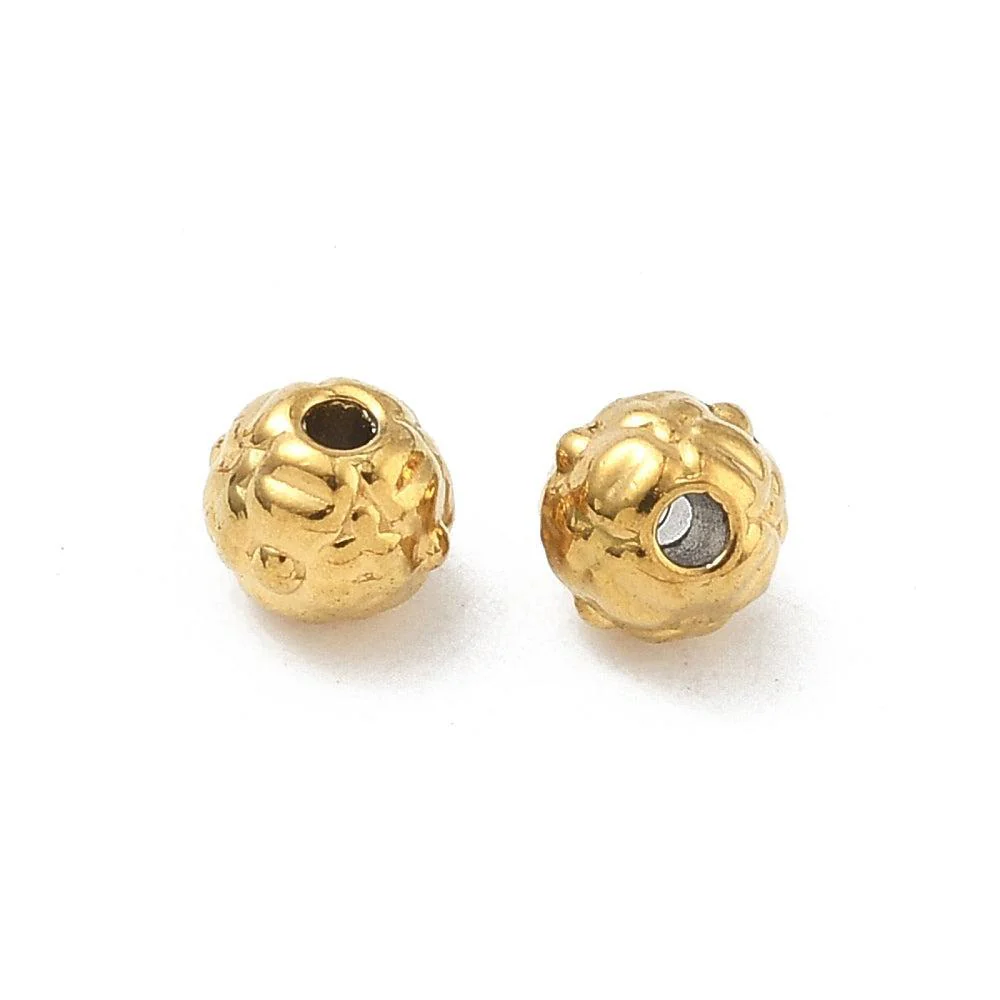 Kraal klaver RVS premium 18K goud 5,5mm - per stuk - Image 2