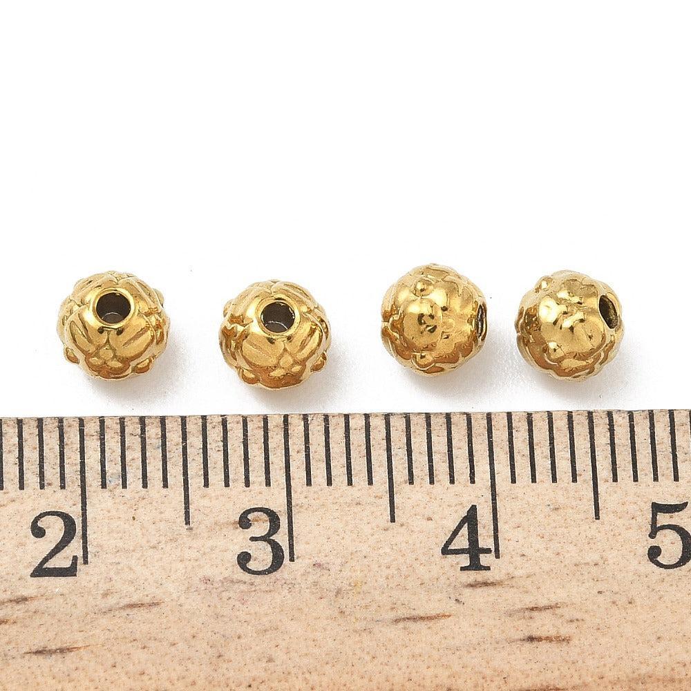 Kraal klaver RVS premium 18K goud 5,5mm - per stuk - Image 3