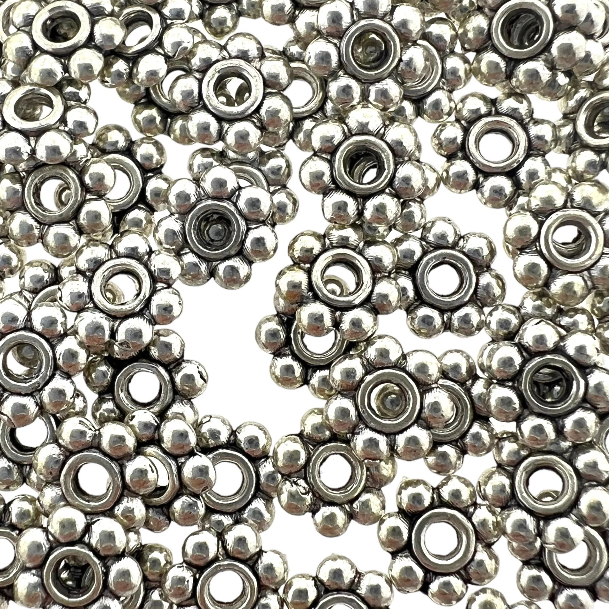 Kraal Tibetan spacer zilver 6mm - 50 stuks