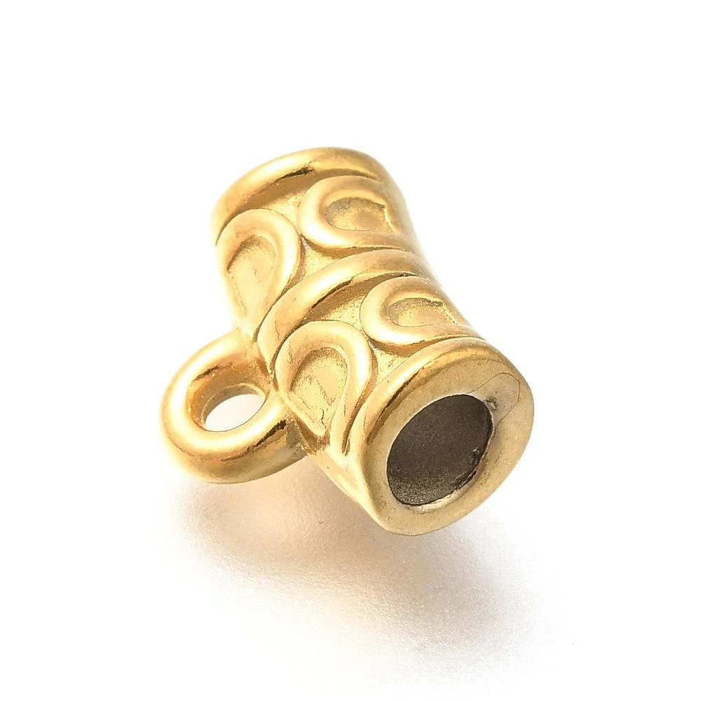 Kraal tube motief met oog RVS 18K goud 13x11mm - per stuk