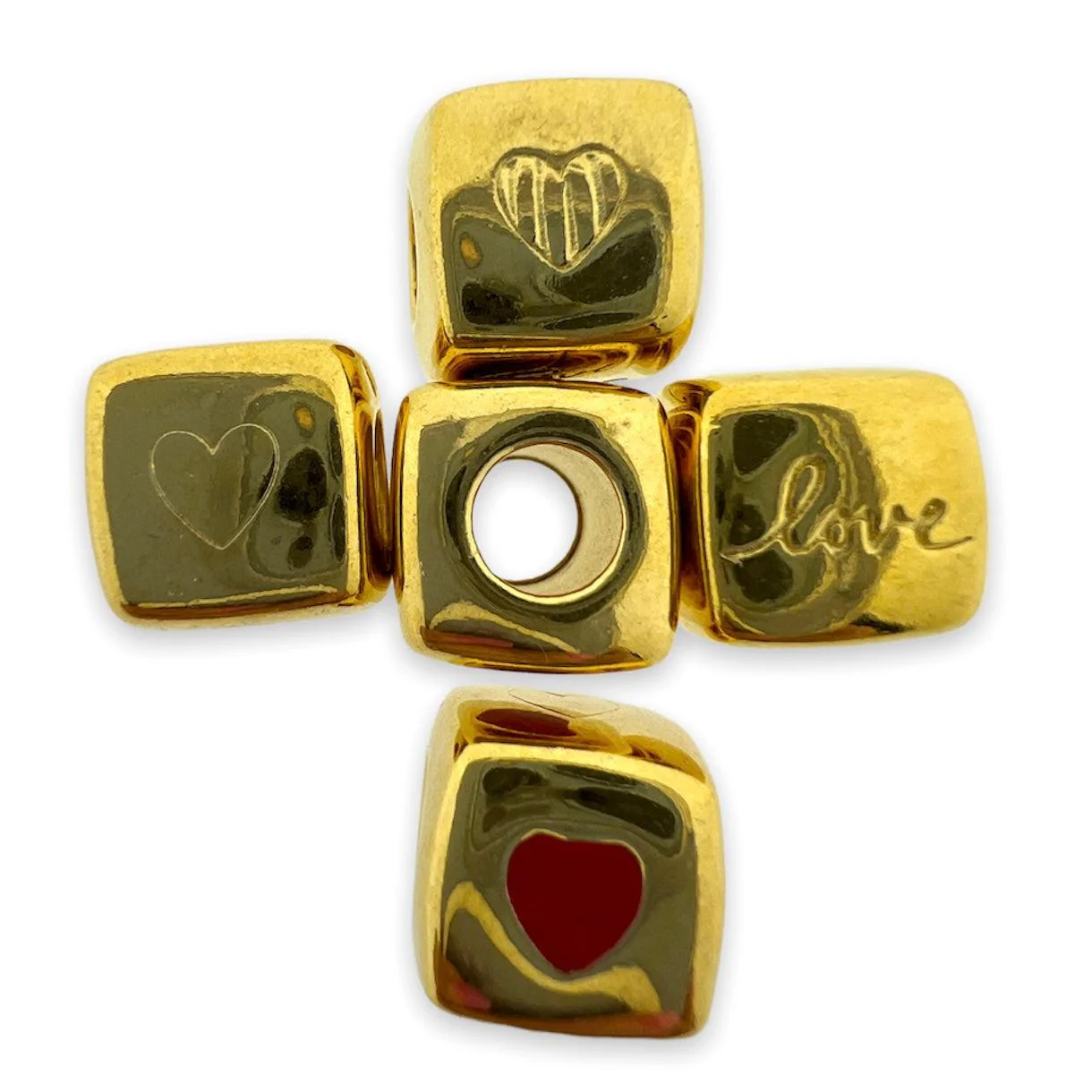 Kraal vierkant love Goud 24K DQ Ø5mm 11mm - Image 2
