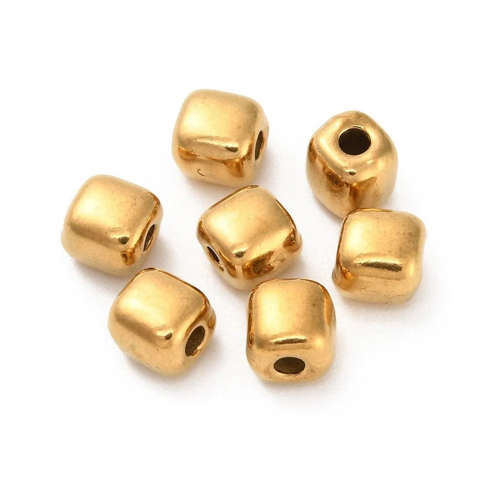 Kraal vierkant Premium RVS 18K Gold plated 4mm - per stuk - Image 2
