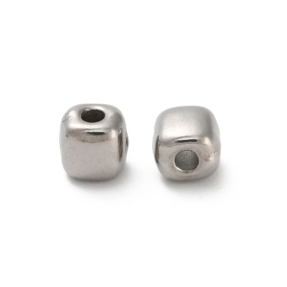 Kraal vierkant RVS Zilver 4mm - per stuk
