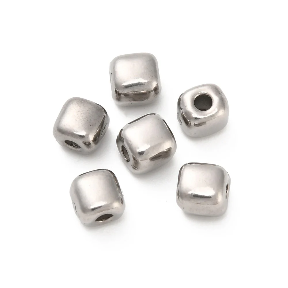 Kraal vierkant RVS Zilver 4mm - per stuk - Image 2