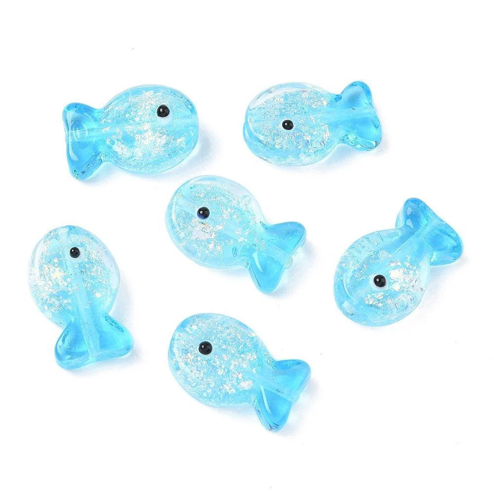 Kraal vis lampwork 20mm Blauw- per stuk - Image 2