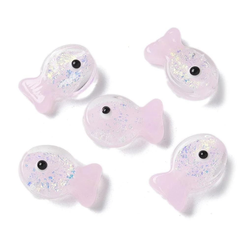 Kraal vis lampwork 20mm Roze- per stuk - Image 2