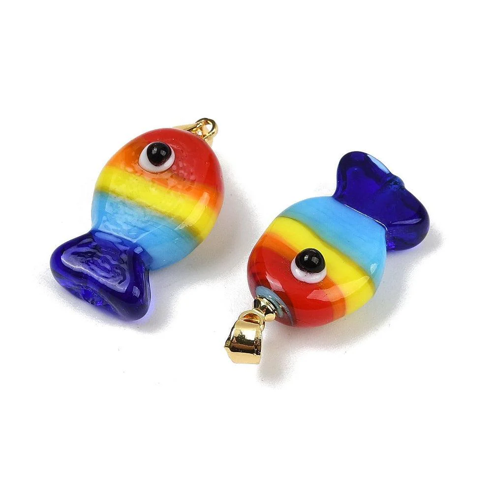 Bedel Vis Lampwork 23mm Multicolor- per stuk - Image 2