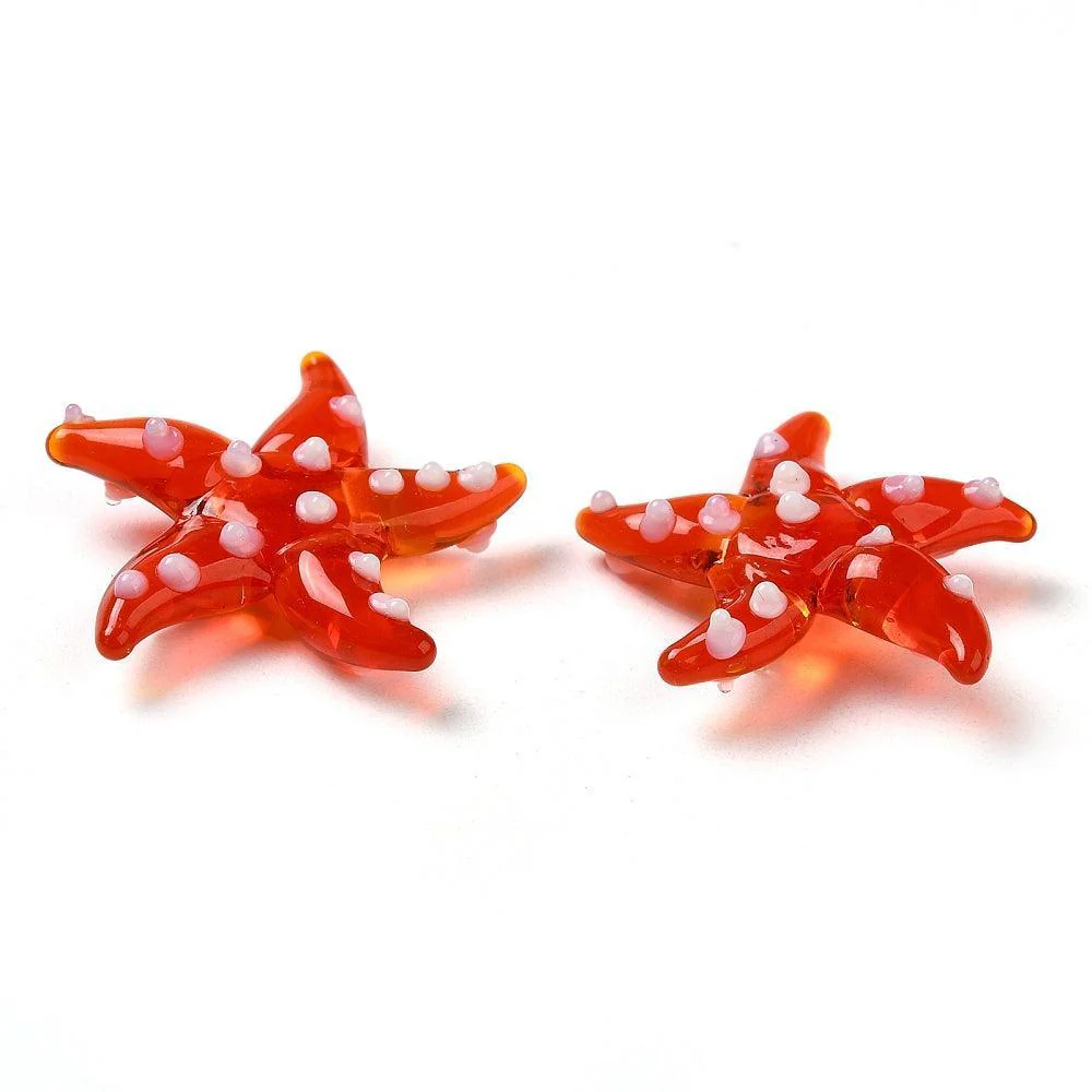 Kraal Zeester lampwork 22mm Rood - per stuk - Image 2
