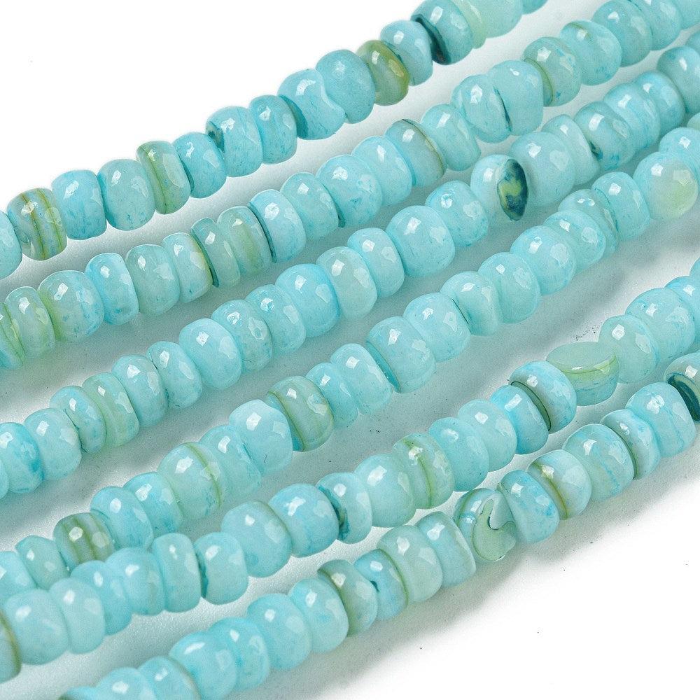 Kraal zoetwater Blauw disc 3mm- ±9cm