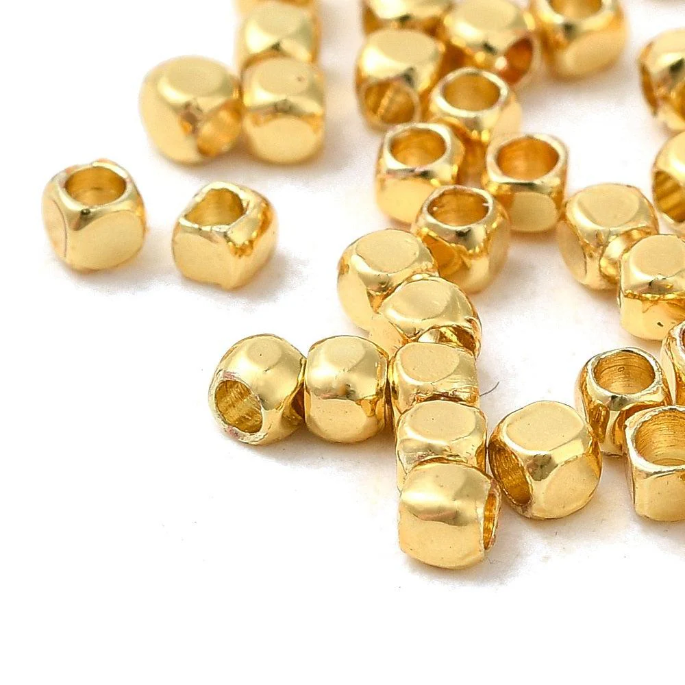 Kralen cube goud 18K 2mm- per 25 stuks