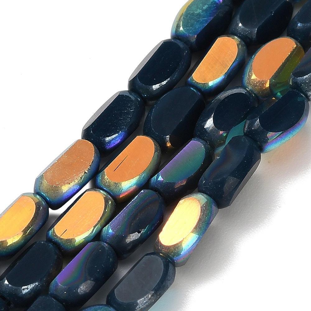 Kralen glas ovaal electroplated 7mm - ±11 stuks