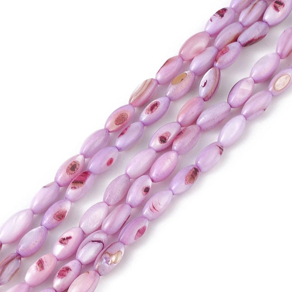 Schelp kralen horse eye roze paars 10x5mm- per 10 stuks
