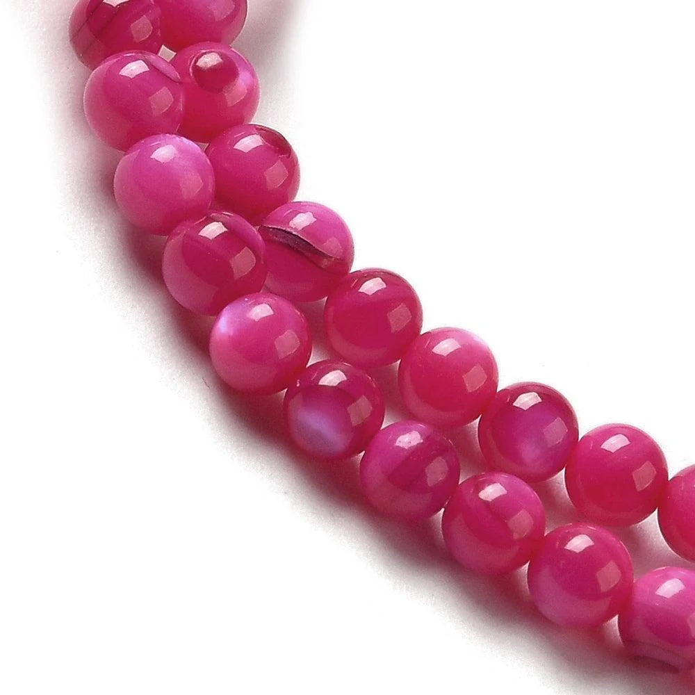 Kralen schelp zoetwater rond 4mm Donker roze- 9,5cm - Image 2