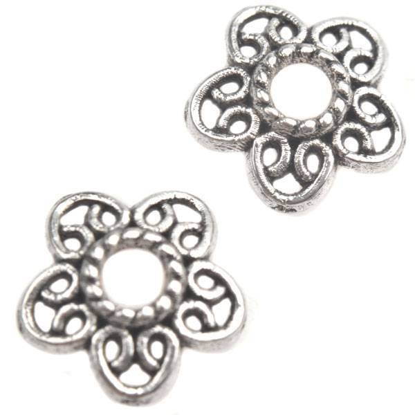 Kralenkapje Zilver 12x3mm - 12 stuks