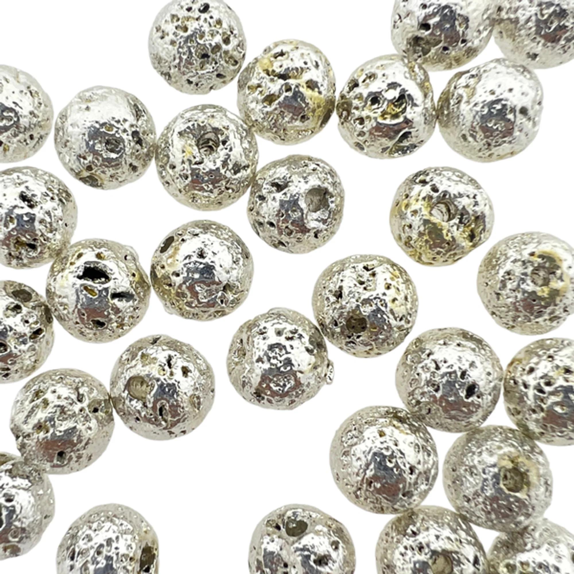 Lavasteen kraal silver plated 6mm - 10 stuks