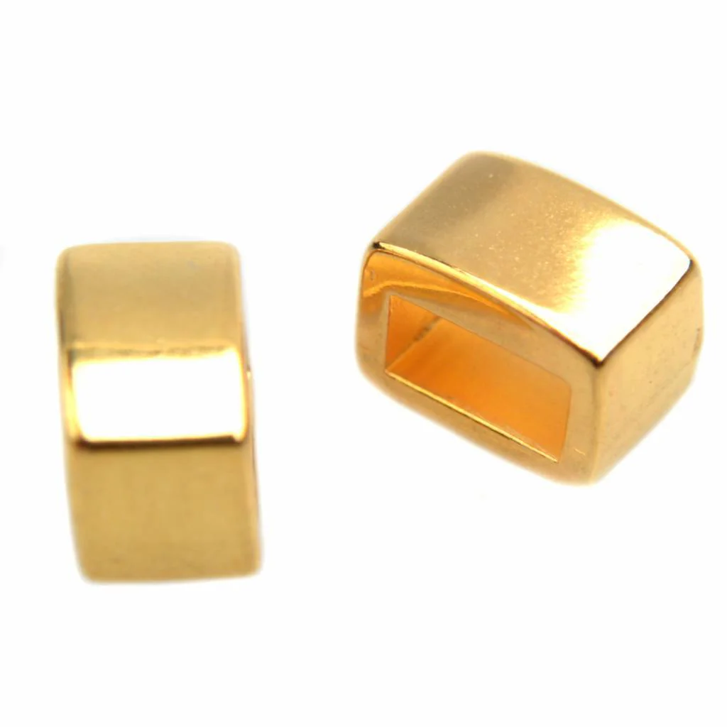 Leerschuiver metaal smalle rechthoek Ø5x2mm Goud DQ 7x4,5mm