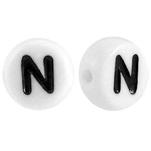 Acryl Letterkraal N wit 7mm - 10 stuks