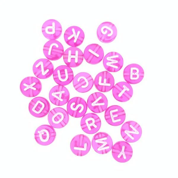 Acryl Letterkralen rond letter A-Z Roze transparant 7mm - 26 stuks - Image 2