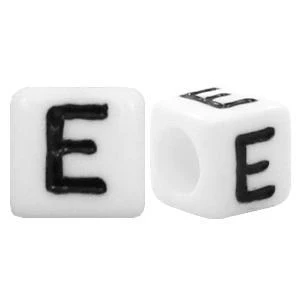 Acryl Letterkralen vierkant Ø3,6mm E Wit 6mm - 10 stuks