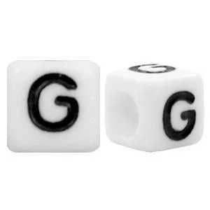 Acryl Letterkralen vierkant Ø3,6mm G Wit 6mm - 10 stuks