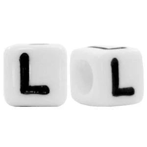 Acryl Letterkralen vierkant Ø3,6mm L Wit 6mm - 10 stuks