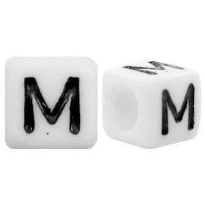 Acryl Letterkralen vierkant Ø3,6mm M Wit 6mm - 10 stuks