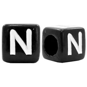 Acryl Letterkralen vierkant Ă3,6mm N Zwart 6mm - 10 stuks