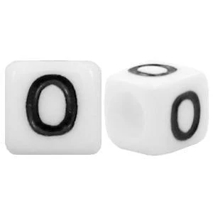 Acryl Letterkralen vierkant Ø3,6mm O Wit 6mm - 10 stuks