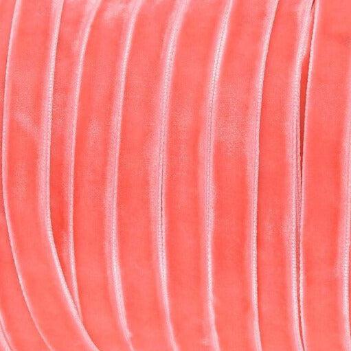 Lint Fluweel zalm roze 10mm - per 2 meter