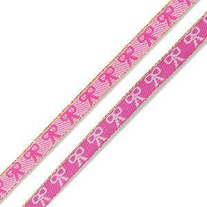 Lint met strikjes Donker Roze / Licht Roze / Goud - per meter
